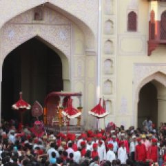 City palace witnessing the procession of teej